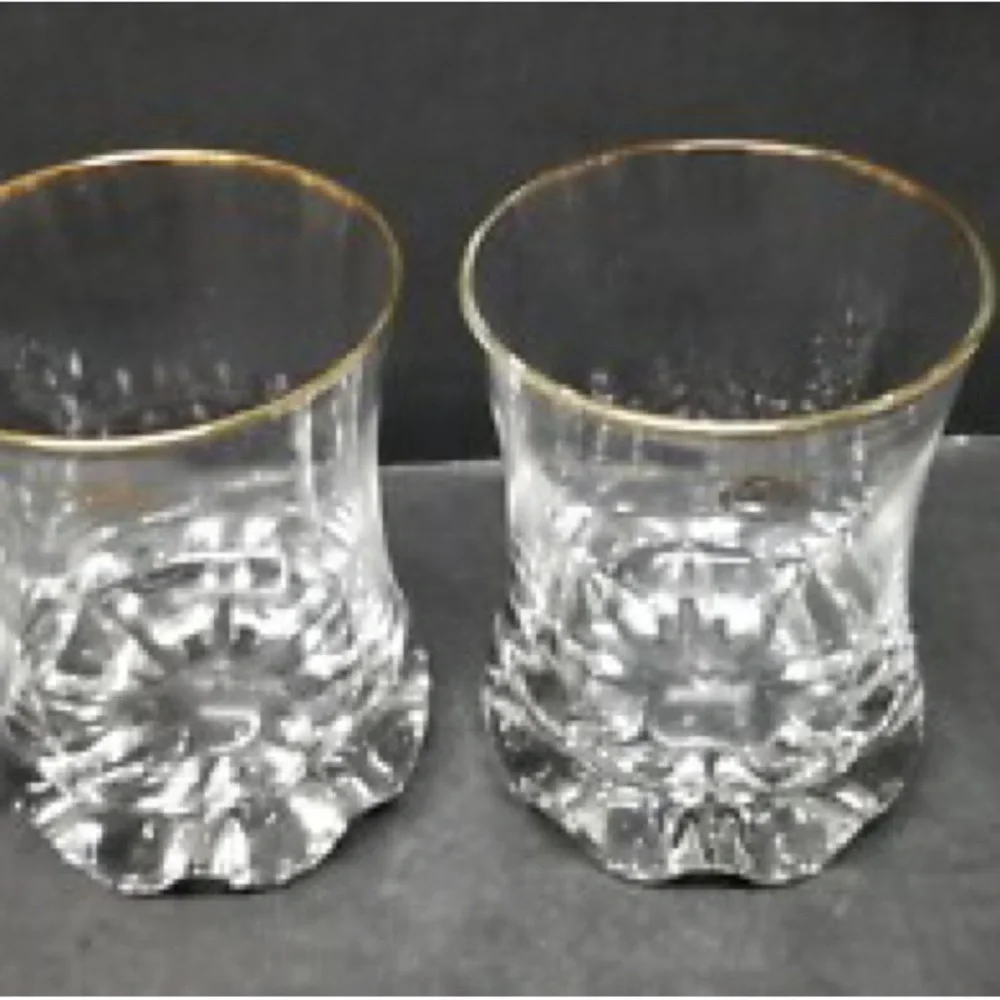 Crown Royal Gold Rimmed Glass Tumblers- Crown Royal Glassware ( Vintage)